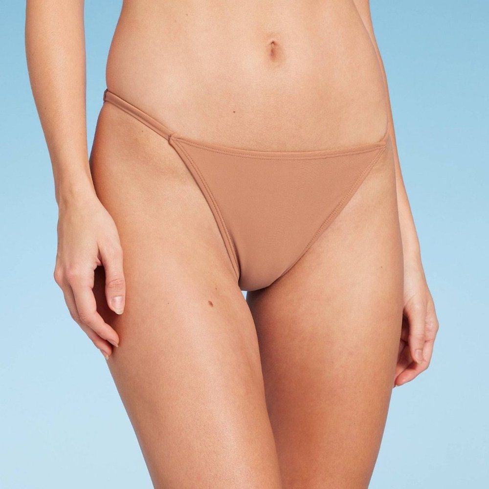 Women's Tab Side Cheeky Bikini Bottom - Wild Fable Brown Small